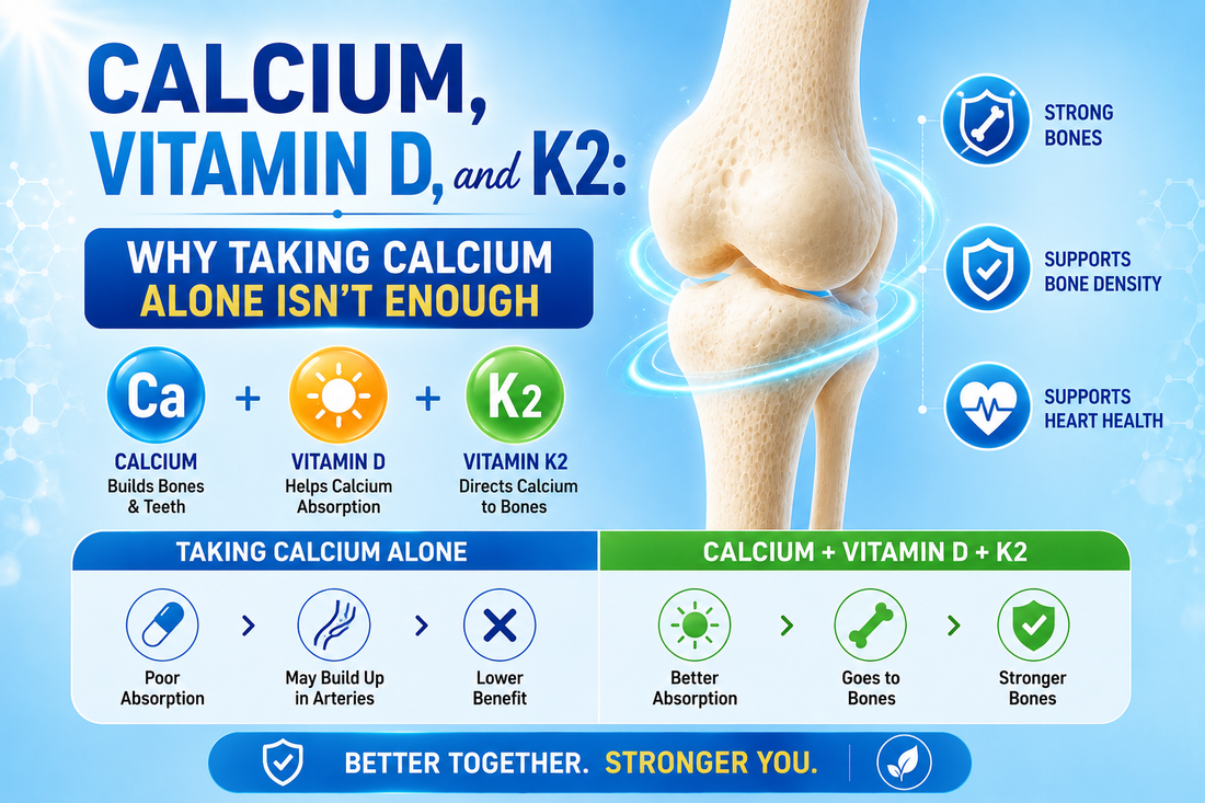 Calcium, Vitamin D, and K2: Why Taking Calcium Alone Isn't Enough