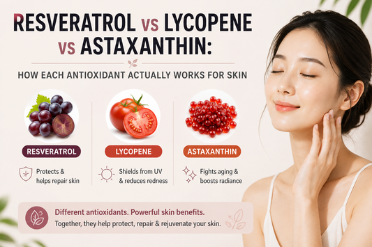 Resveratrol vs Lycopene vs Astaxanthin: How Each Antioxidant Actually Works for Skin